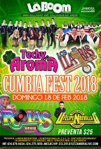 Cubia Fest con:  Techy y su Aroma · Los Llayras @ LA BOOM COLUMBUS